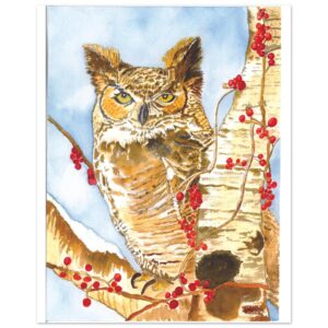 Great Horned Owl – Watercolor Poster | Museum-Quality Art Print on Premium Paper