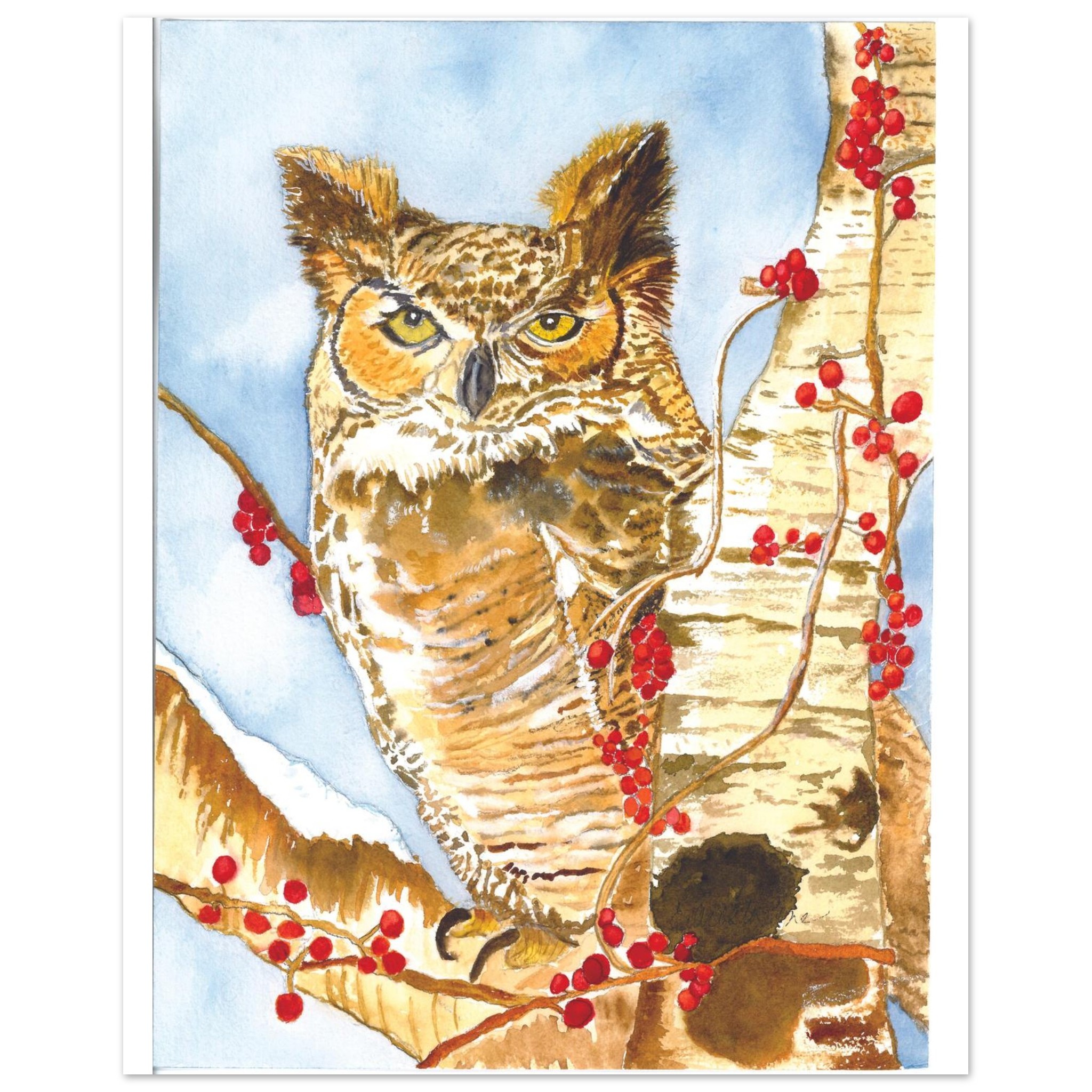 Great Horned Owl – Watercolor Poster | Museum-Quality Art Print on Premium Paper